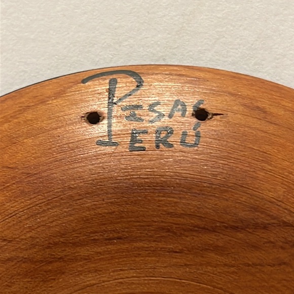 Peruvian Wooden Plate. 4.5” diameter Pre owned - Picture 3 of 4